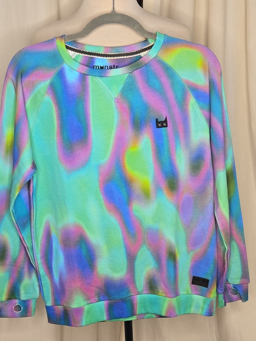 Munster Pastel Tie-Dye Logo Sweatshirt in Mint Lavender Blue